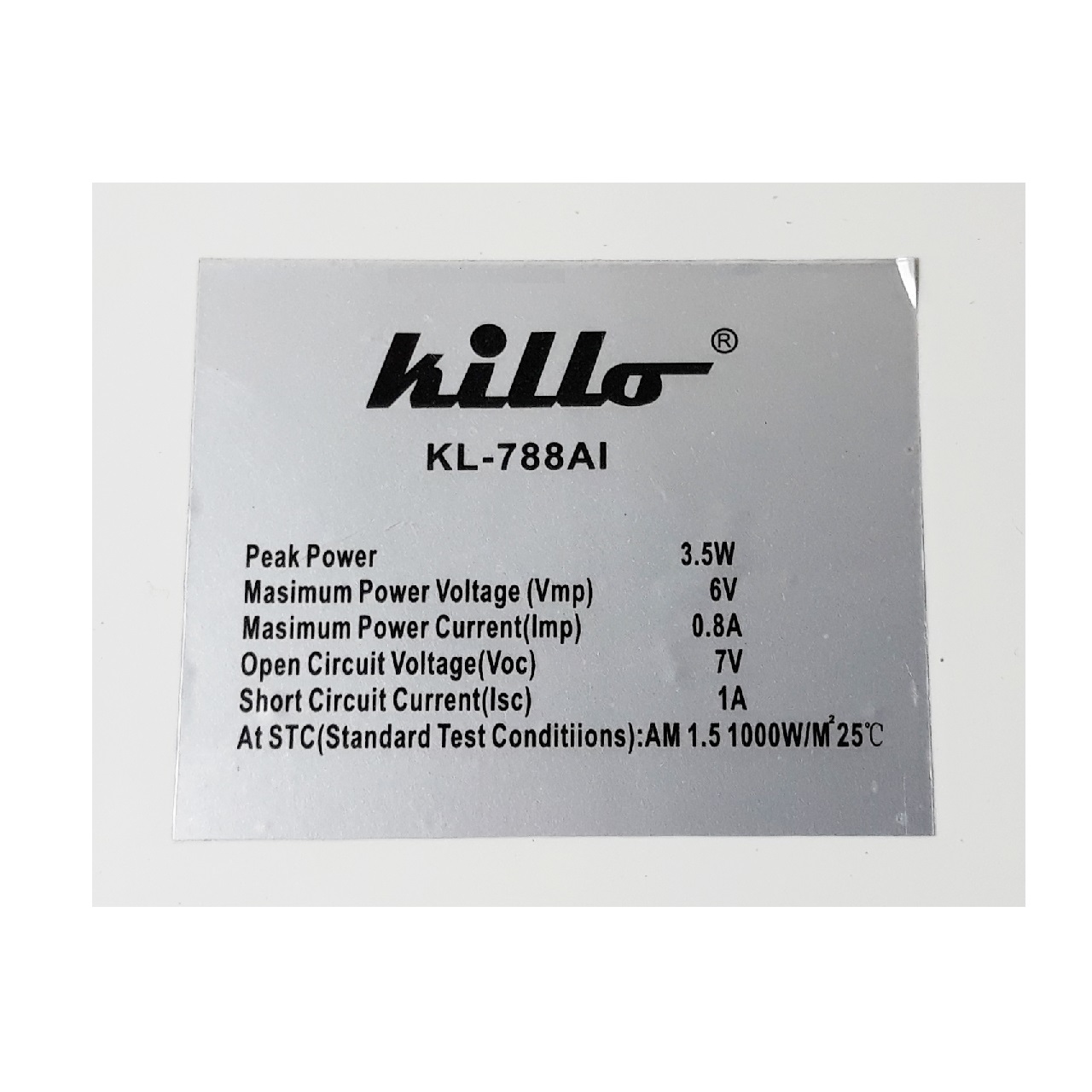 پنل خورشیدی کیل مدل KL-788AI ظرفیت 3.5 وات پنل خورشیدی کیل مدل KL-788AI ظرفیت 3.5 وات