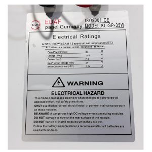 پنل خورشیدی ایداف مدل KL-SP-35W ظرفیت  35 وات