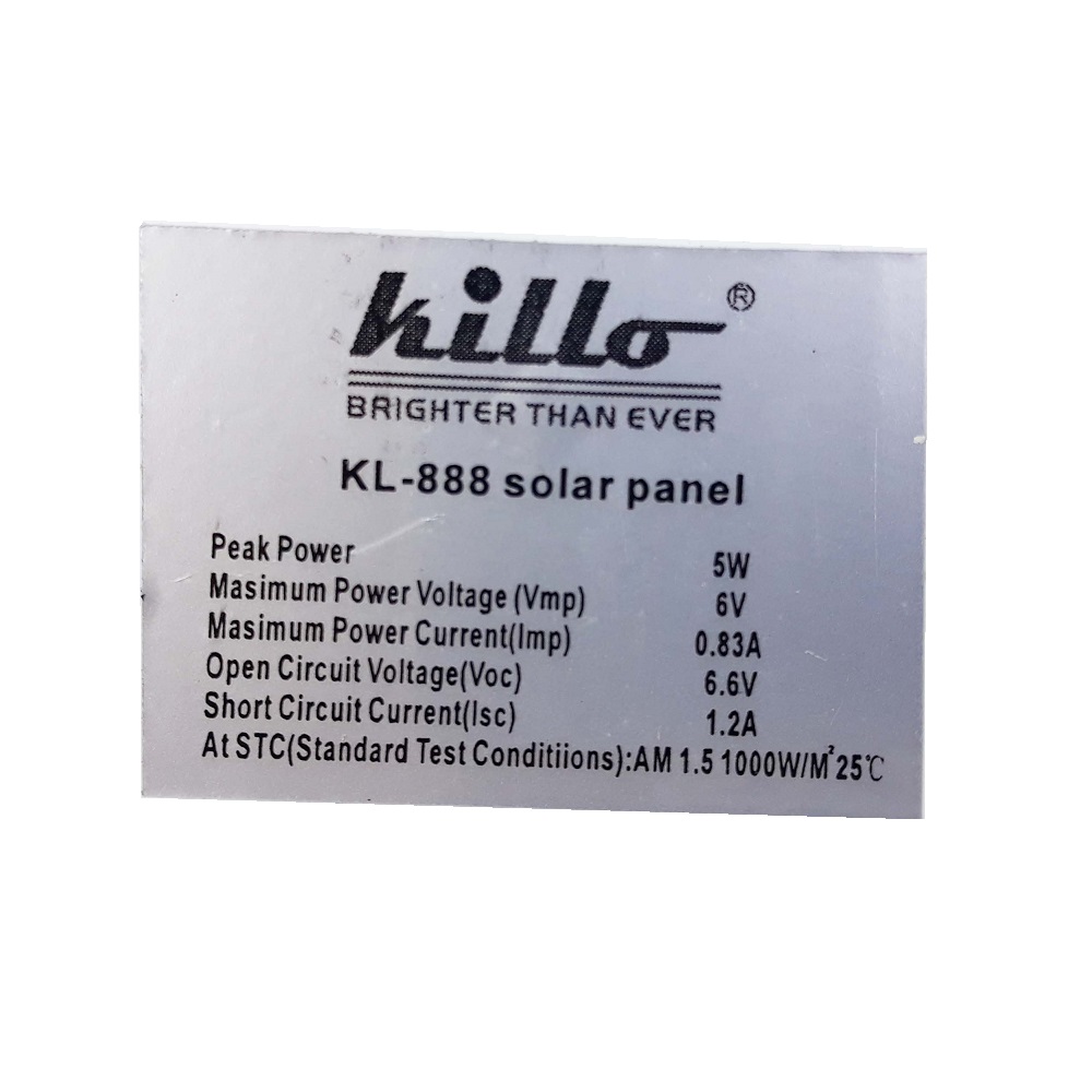 پنل خورشیدی کیل مدل KL-888 ظرفیت 5وات پنل خورشیدی کیل مدل KL-888 ظرفیت 5وات