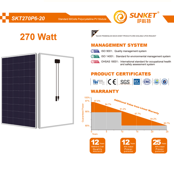 پنل خورشیدی سانکت مدل SKT270P6-20 ظرفیت 270 وات پنل خورشیدی سانکت مدل SKT270P6-20 ظرفیت 270 وات